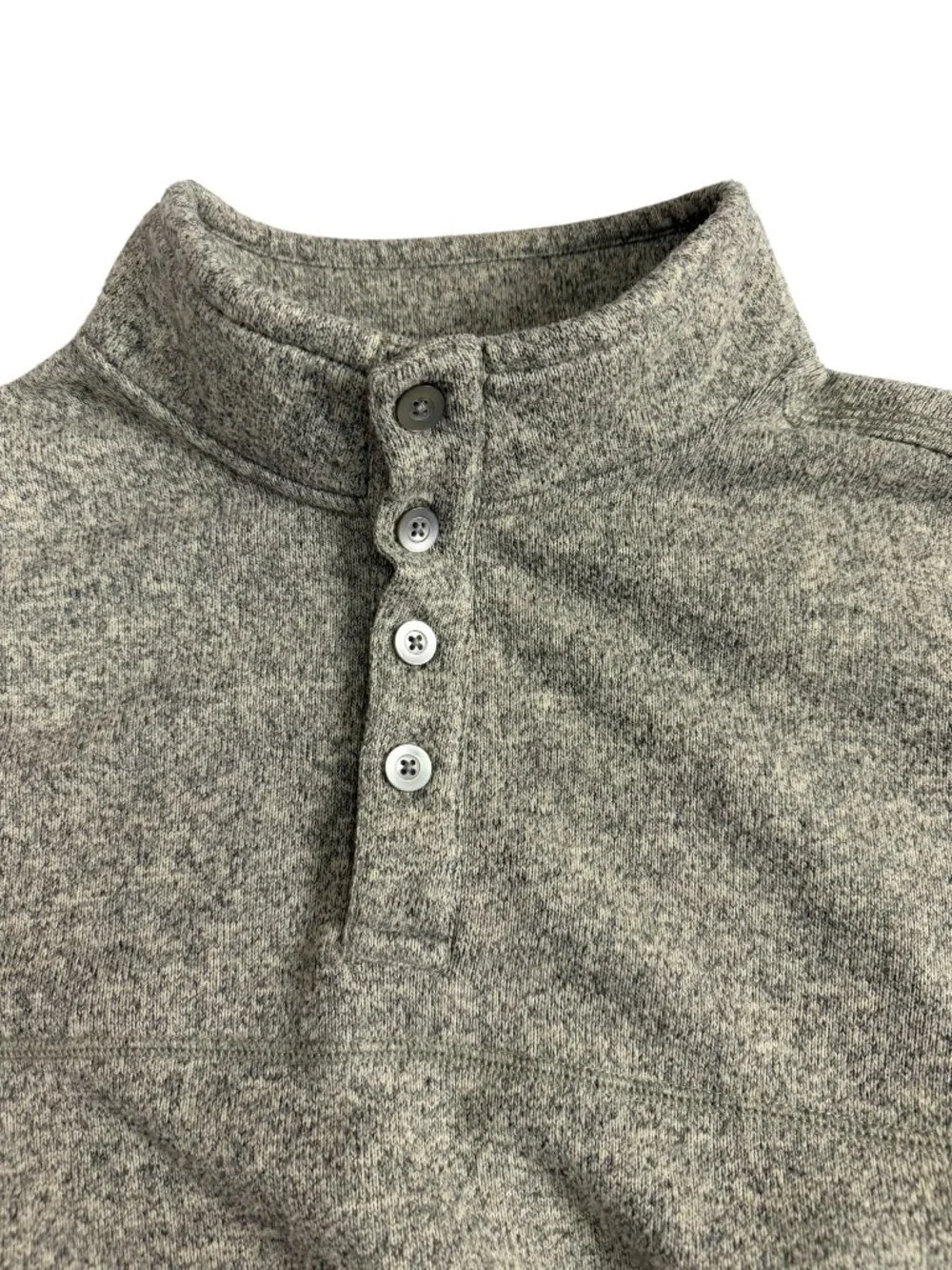 Van Heusen XXL Button Mock Neck Sweater Fleece Pullover Heather Gray Casual